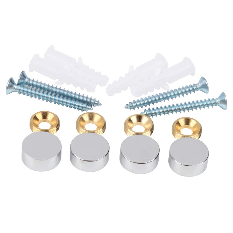 malleable Mirror Screws,Brass Cap Decorative Mirror Nails,0.6",Polished Chrome,4 Pack - Image 1